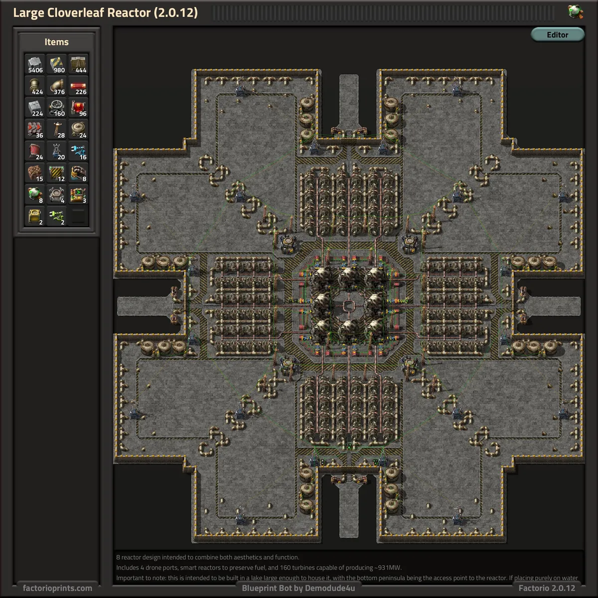 Image of the NorsePotato Large Cloverleaf nuclear plant blueprint